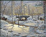 Thomas Kinkade A Winter's Eve painting